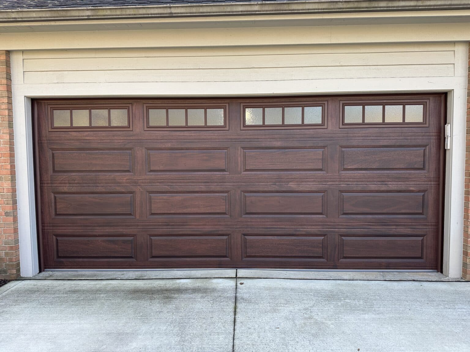 new brown garage door installation